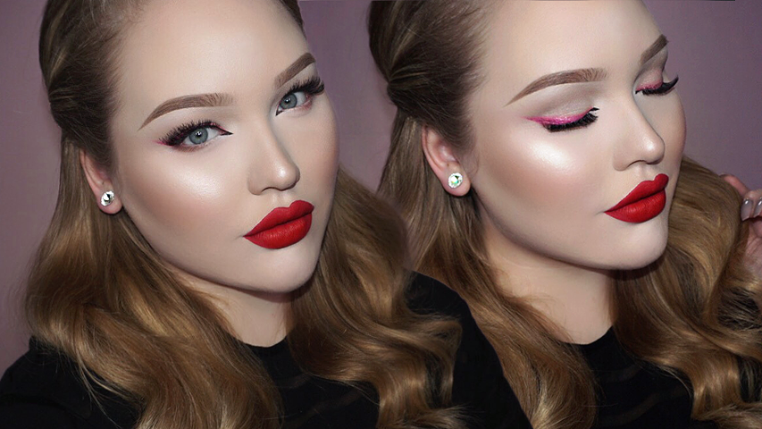 Soft Valentine’s Day Makeup – Pink Liner & Matte Red Lips | NikkieTutorials